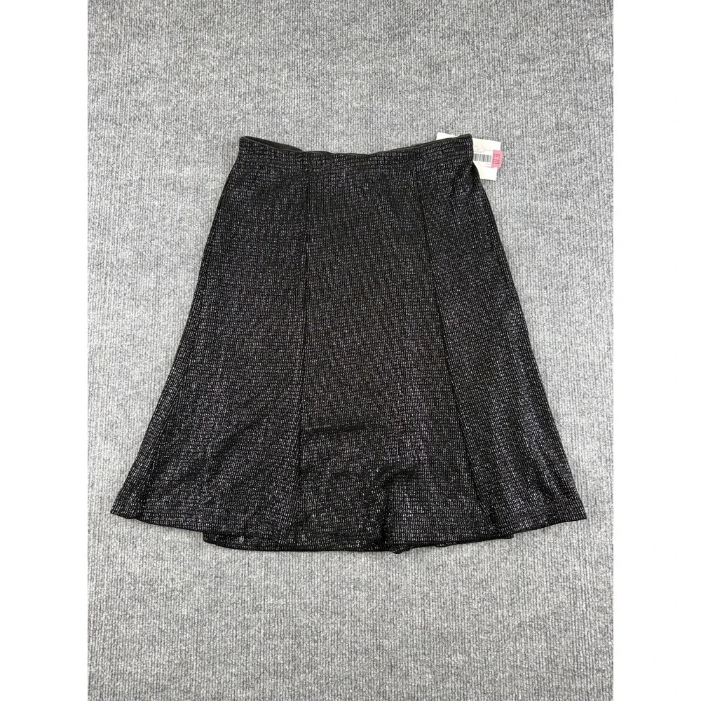 Ronni Nicole Skirt Womens Petite Small Black Glitter A-Line Knit Elastic Waist